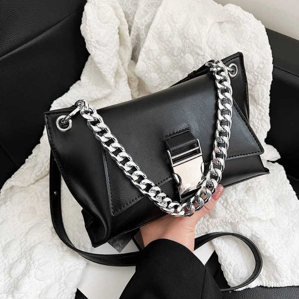 

happy_buy_bag 2022french minority design armpit bag new thick chain messenger female ins single shoulder bag pu small square bag
