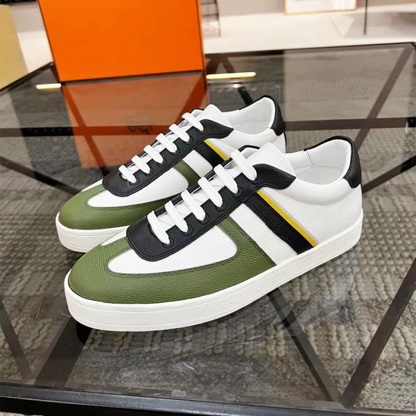 

famous brand designer men casual skateboard shoes level mixed color leather stitching low cut platform sneakers fashion man leisure tennis r