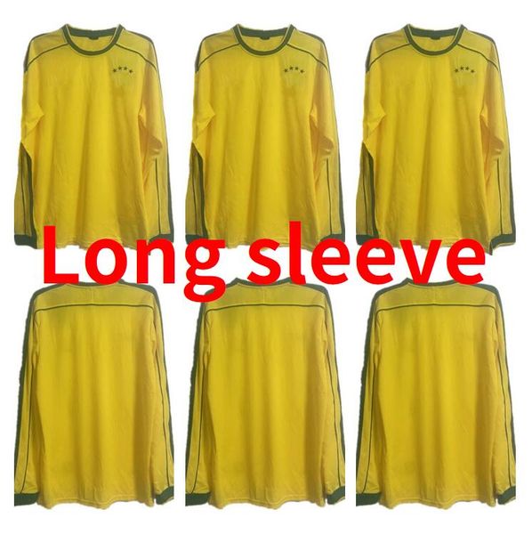 

long sleeve 1998 retro brasil soccer jerseys carlos romario ronaldo ronaldinho camisa de futebol brazils rivaldo adriano football shirts, Black;yellow