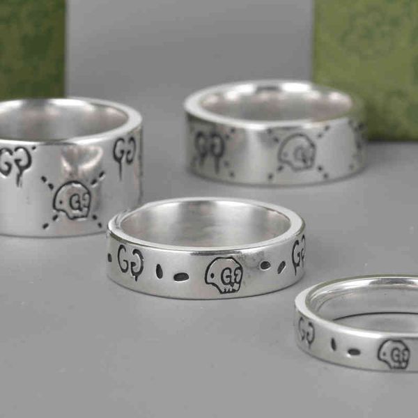 

designer jewelry skull ring elf double ring ghost trend personality insdesigner love rings for women mens luxury engagement nail wedding pai, Silver