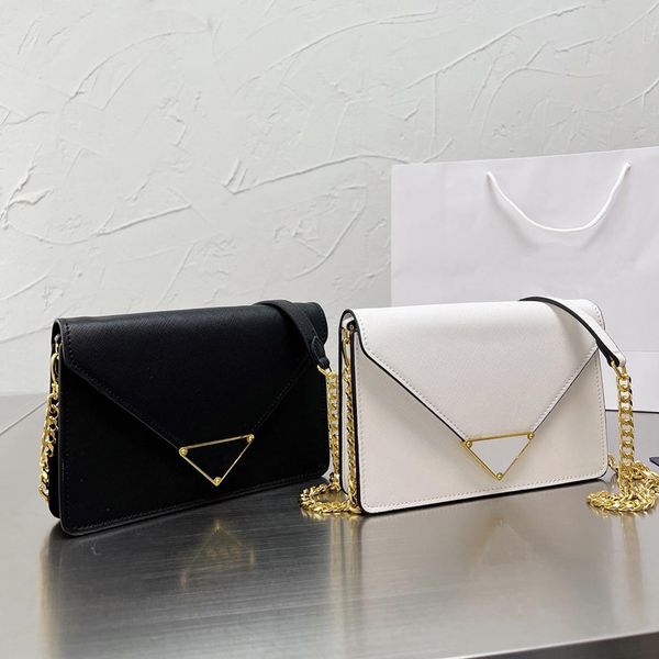

designer women bags monochrome chain shoulder bags genuine leather totes triangle logo crossbody bag fashion ladies summer handbag
