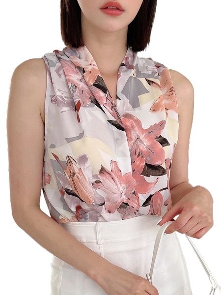 

dazy floral print ruched v-neck blouse a8ce#, White