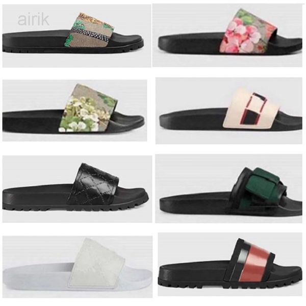 

platform designer rubber slides sandal floral brocade fashion mens gear bottoms flip flops slippers striped womens sandals designers loafers, Black