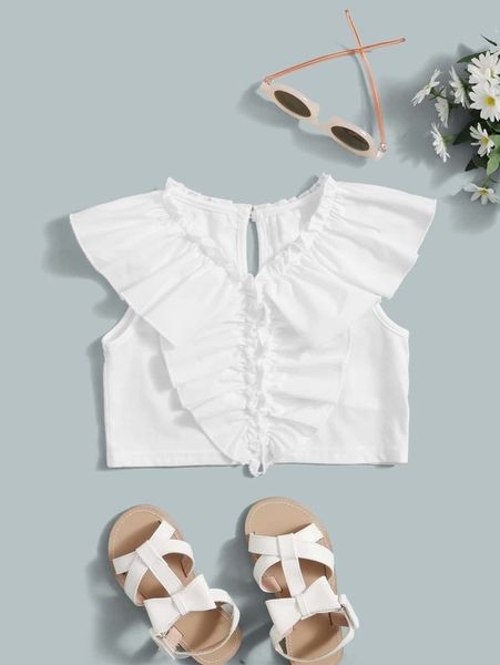 

toddler girls ruffle trim frilled she, White;black