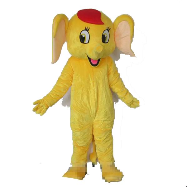 Mascote fantasias desenho animado mascote de elefante amarelo profissional