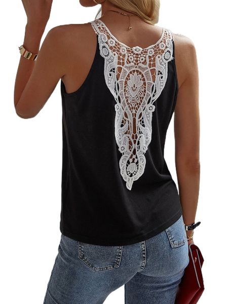 

contrast guipure lace tank a9ua#, White
