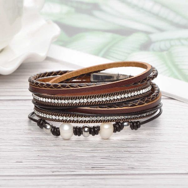 

bracelet luxury designer jewelry women bracelets magnet buckle leather multilayer men bracelet iced out bracelet ne1125, Golden;silver