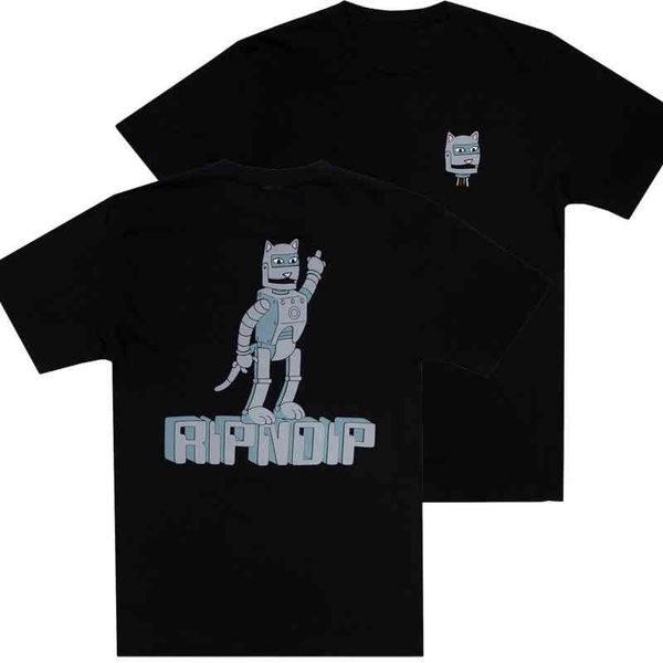 

fashion classic brand american ripndip mens t shirts designer animal cat t-shirts couple minority women tshirt oversize tees summer short s, White;black