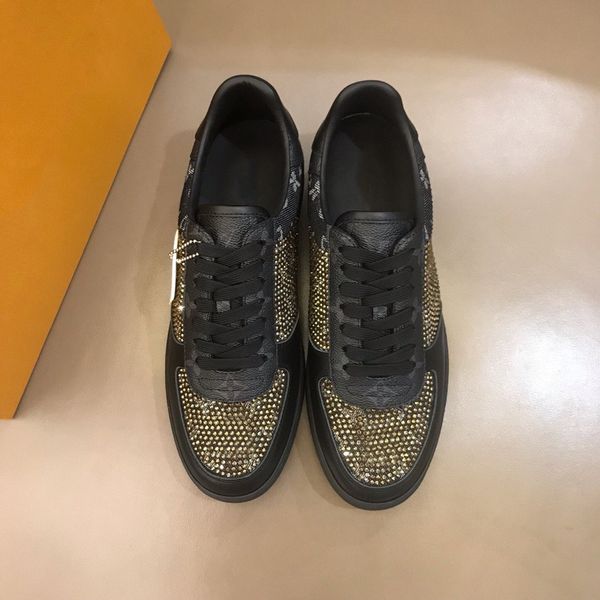 

print shoes grey white ace embroidered mens genuine leather sneakers brand casual b20 0837, Black