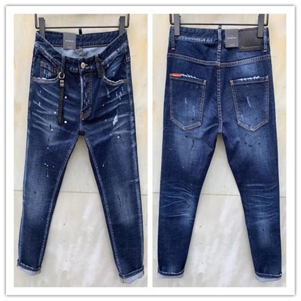 

2020 new brand of fashionable european and american men's casual jeans high-grade washing pure hand grinding quality optim2333, Blue