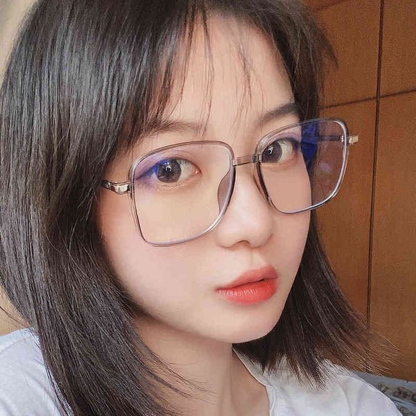 

sunglasses tr90 square women's anti blue flat frame men's plain face trend versatile myopia frame ew4g, White;black