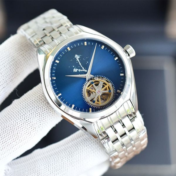 

watches for men montre de luxe mens watch 43mm mechanical movement wristwatches classic fashion wristwatch designer stainless steel leather, Slivery;brown