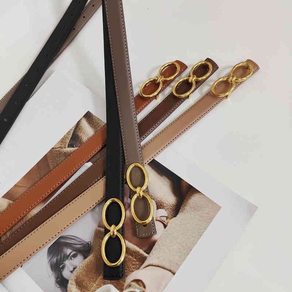 

belts women's interlocking real leather belt versatile korean thin suit live broadcast 9kme, Black;brown