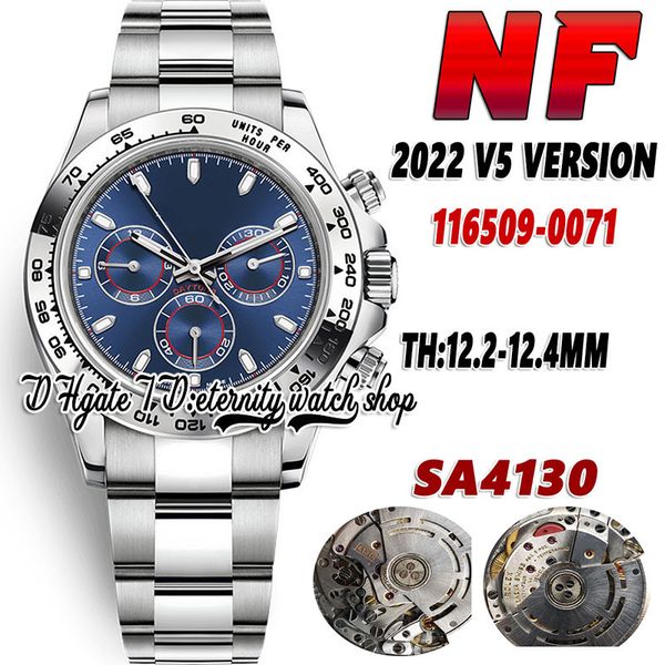

2022 nf v5 th:12.4mm eq116509 mens watch cal.4130 nf4130 chronograph automatic blue dial ss 904l stainless bracelet and case super eternity, Slivery;brown
