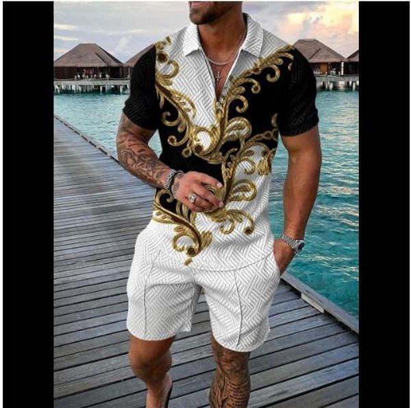 Luxus-Shirt Herren-Tracksuits-Klassiker Designer T-Shirt Shirt Summer Herren Shirt Marke Kurzarm Reißverschluss Designer Set für Männer Streetwear 2-teiliger Anzug Mal 667