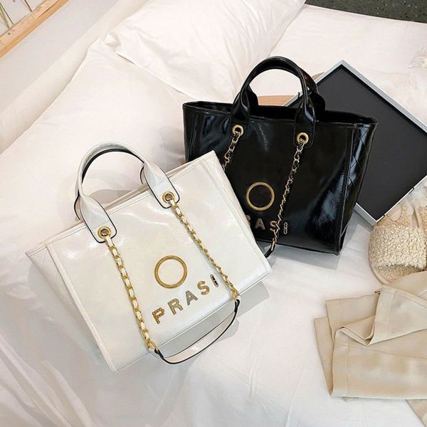 

women's brand classic handbags beach bags luxury ch metal badge tote bag designer small mini evening handbag female capacity large leat, Black;red