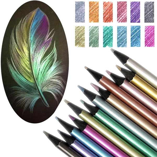 1218 colori metallici disegno schizzi pittura matite colorate materiali artistici in legno ecologico 220722