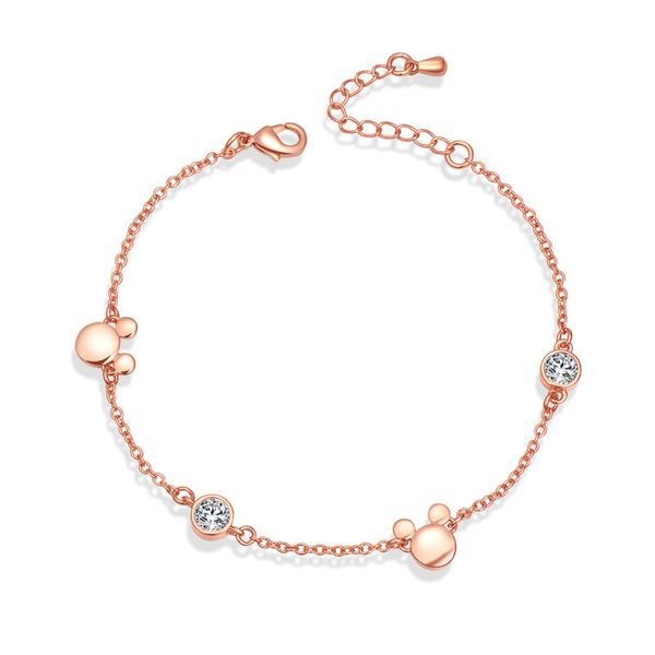 

copper chain mouse charm bracelets for women new style girl fashion tide crystal zircon bracelet jewelry gift, Golden;silver