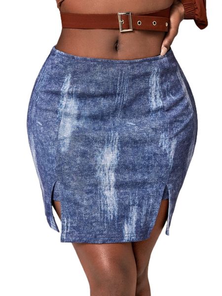 

bae split hem bodycon skirt 54ko#, Black