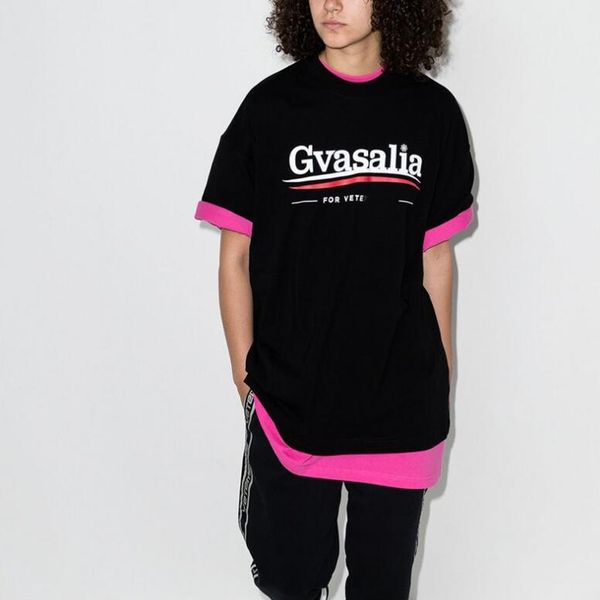 

high street t-shirt 2022ss summer letter printed loose streetwear casual round neck short sleeve t-shirts, Black;brown