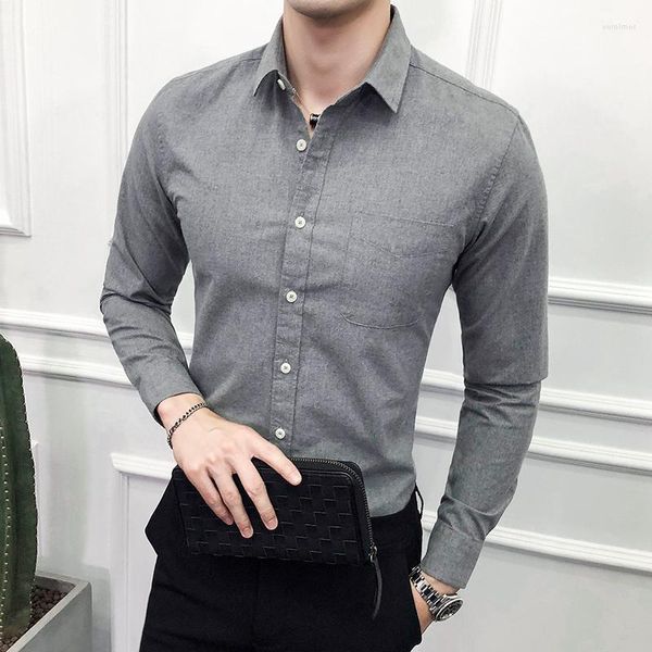Camicie eleganti da uomo Uomo Slim Fit Oxford Textile Buona qualità Uomo Maniche lunghe Business Casual Primavera Tinta unita 5XLMen's Vere22