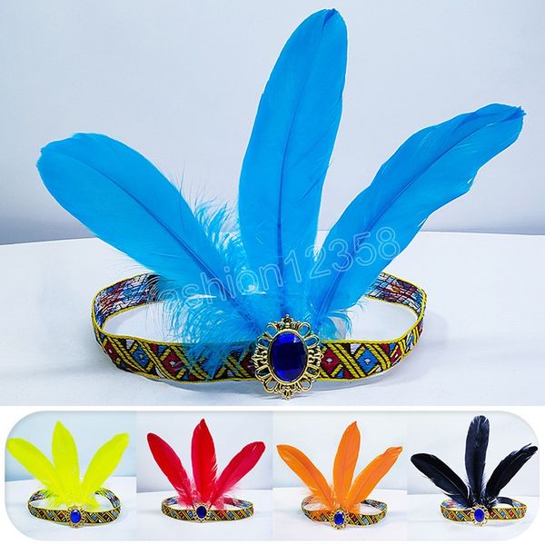 

fashion feather headbands flapper printed dress accessories elastic costume hairband headpiece women ladies party jewelry, Silver