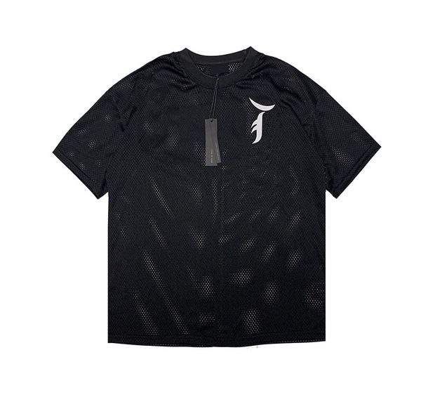 

22ss europe mesh tee high street t shirt spring summer embroidery cool fashion skateboard men women tshirt, Black;brown