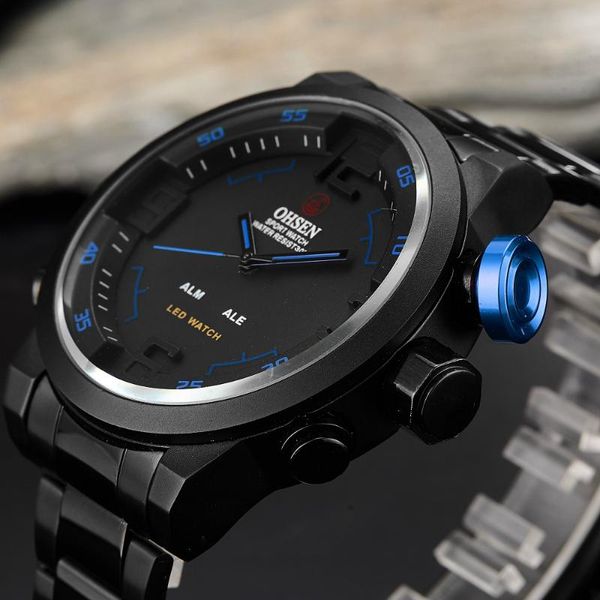 Orologi da polso OHSEN Orologi da uomo al quarzo digitali Orologi maschili Regalo quadrante grande 30M Orologi da polso militari LED moda impermeabile Relogio Masculino