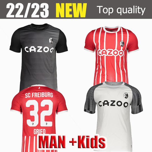 

2022-2023 sc freiburg soccer jersey running sets summer short sleeve football training suit jogging breathable t-shirt fan shirt, Black;yellow