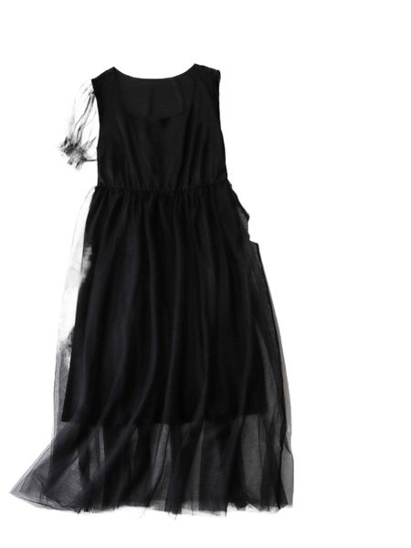 

plus puff sleeve organza dress h8ik#, Black