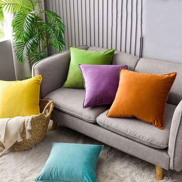 Almofada/travesseiro decorativo luxuoso azul clássico de moda verde amarelo amarelo cinza a veludo almofada fronha de travesseiro em casa sofá decorativo