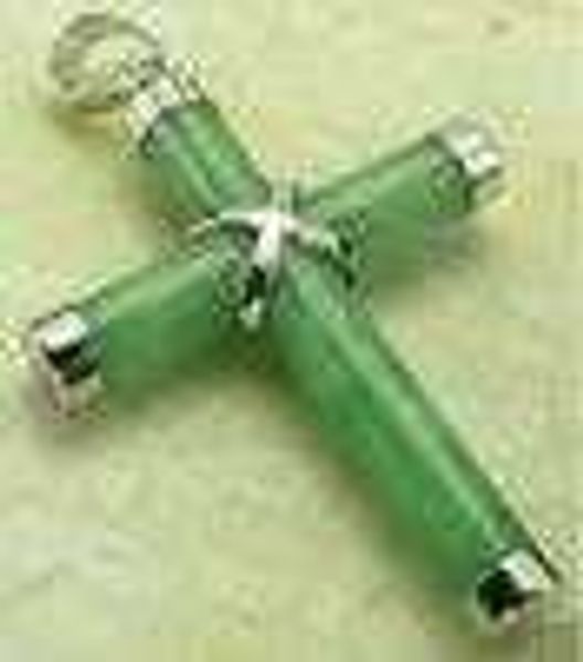 

jewelry black white green yellow red blue jade cross pendant 2pc/lot, Silver