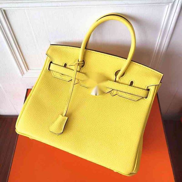 

handbags crossbody birkins women tote bags handbag amber h yellow mini bag women's small leather head layer cowhide messenger