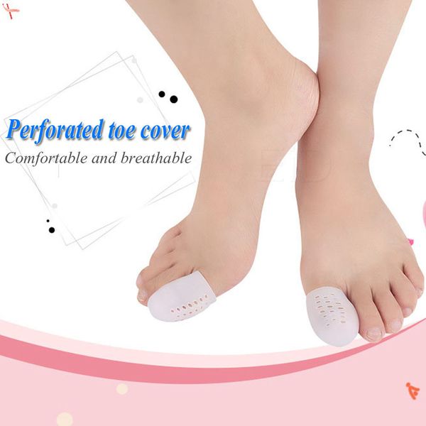 

4pcs silicone gel tube toe separator bunion splint hallux valgus orthosis correction overlapping spreader foot protector inserts, White;pink