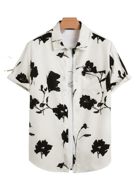 

men floral print shirt without tee k0ly#, White;black