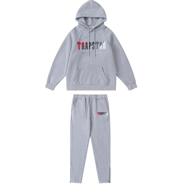 

men's trapstar tracksuits men woman fleece tracksuit sets winter hoodies pants piece set running hoody designer sweatshirt sport jogger, Gray