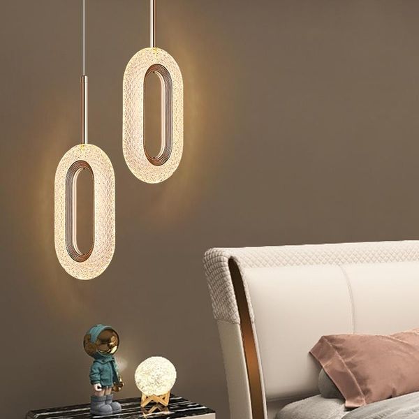 Lampade a sospensione Luxury Romantic Crystal Crystal Round/Oval LED per soggiorno Camera da letto Golden Lustre Luminaire Decor Hanging Lamppenda