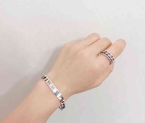 

2023 designer new jewelry sterling silver classic skull double letter bracelet type bracelet headpiece, Black