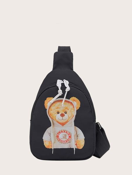 

kids cartoon bear graphic sling bag she