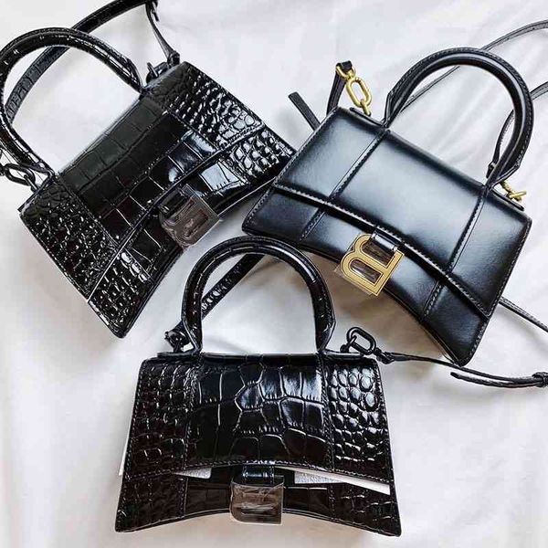 

designer b paris ltaly balencaigabag b-button hourglass 2022 net red same crocodile pattern leather single messenger handbag women's sh