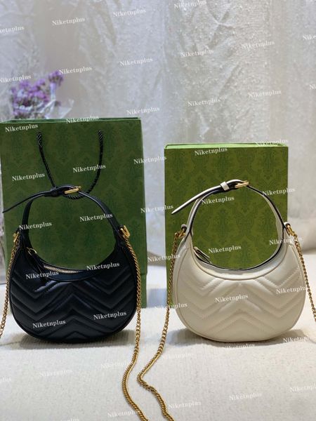 

women fashion casual double g totes designe luxury half moon shape mini chain bag tote crossbody shoulder bags handbag messenger bagss cowhi