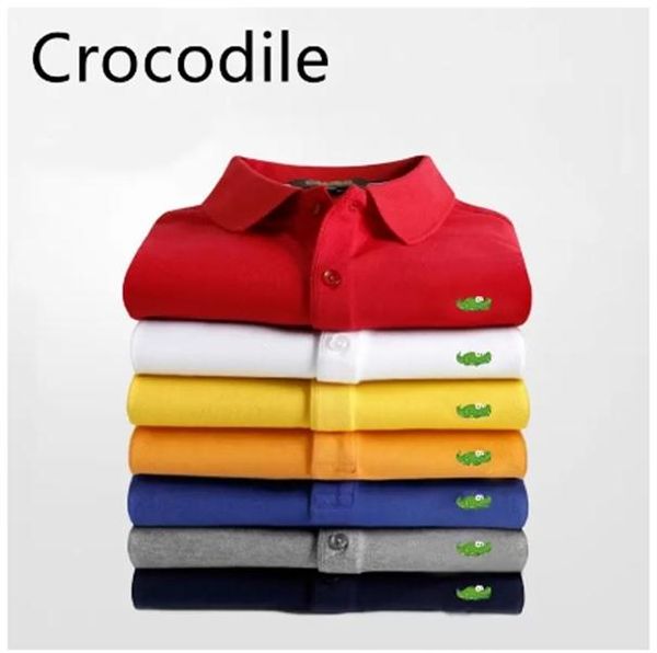 Polo da uomo di lusso con stampa animale primaverile Business Top Polo da ricamo in coccodrillo Camicie da uomo manica corta Homme oversize Risvolto Tees marchio di design