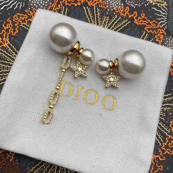 

2022 factory wholesale new di home full diamond asymmetric pearl star simple trend female earrings accessories, Golden