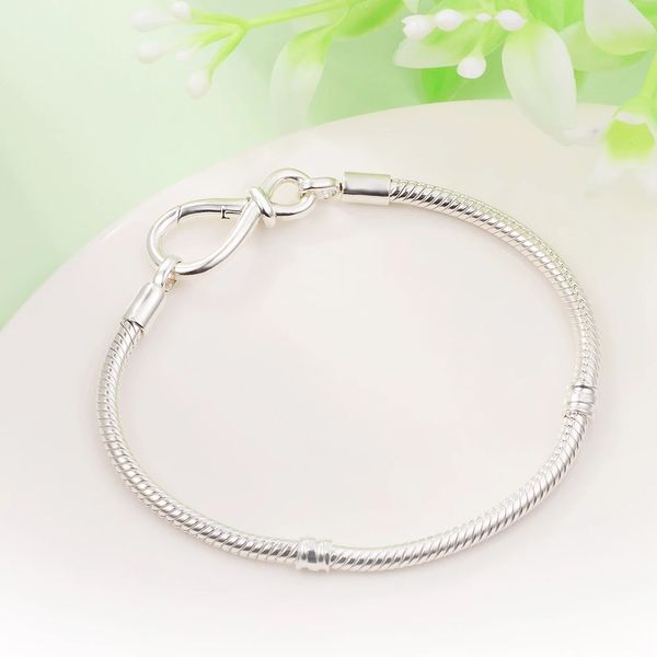 Nuovo 100% 925 Sterling Silver Moments Infinity Knot Snake Chain Bracciali per le donne Fit Pandora Charms Perline Gioielli Bracciale fai da te 590792C00