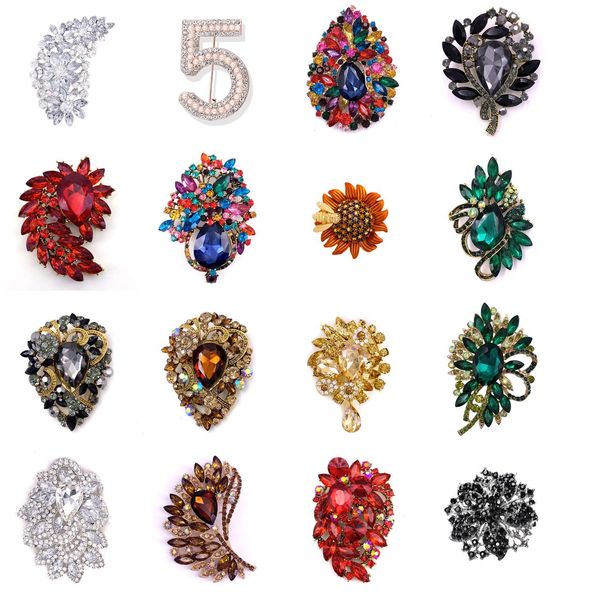 

hair accessories womens vintage austrian crystal elegant flower teardrop brooch gold tone amcmx