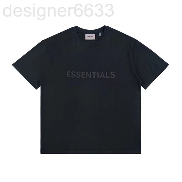 

men's t-shirts designer checked fog double thread essentials chest silicone three-dimensional letter short sleeve t-shirt multi-color y, White;black