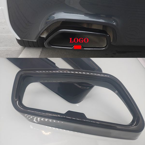 

stainless steel car rear exhaust muffler pipe cover trim tail throat frame for-bmw 5 series g30 g38 2018-2021 with logo