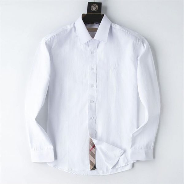 

designers mens dress shirts business fashion bberry casual classic long sleeve shirt brands men spring slim chemises marque clothi201q, White;black