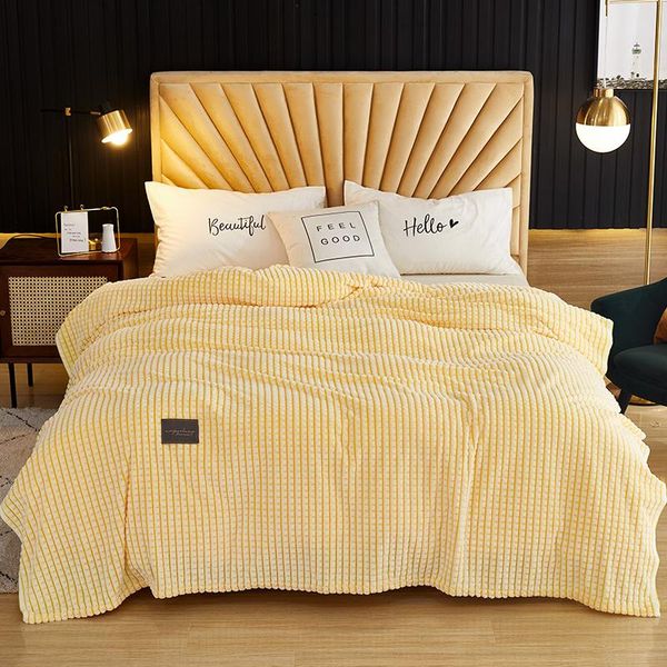 Decken Kuup Zweiseitige, garngefärbte Milchsamtdecke, die das Bett abdeckt, 200 x 230 cm, großes dickes Fleece, Sofa, rosa, klein, für Kinder