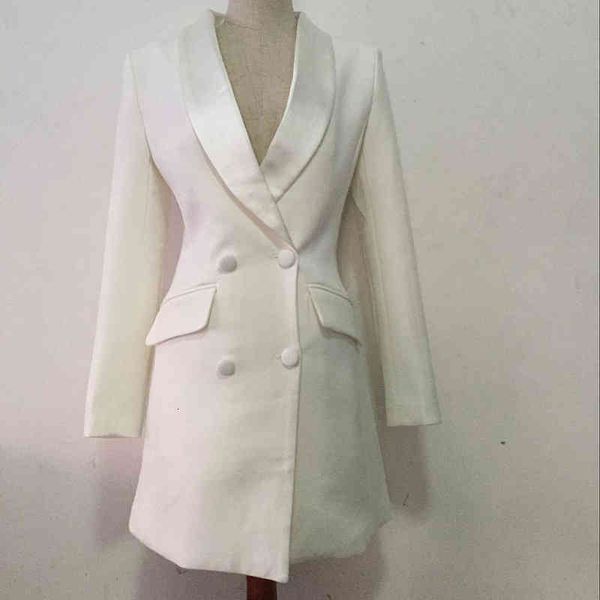 

casual dresses 2022 autumn and winter star satin green fruit collar double breasted slim suit coat skirt u3hd, Black;gray